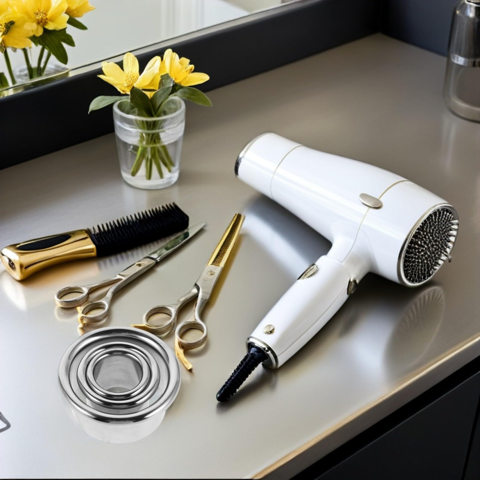 Healifty Soporte para Secador de Pelo para Tubo de Viento 6 Piezas de Acero Inoxidable Compacto Soporte Estable y Organización de Accesorios para Baño y Barbería