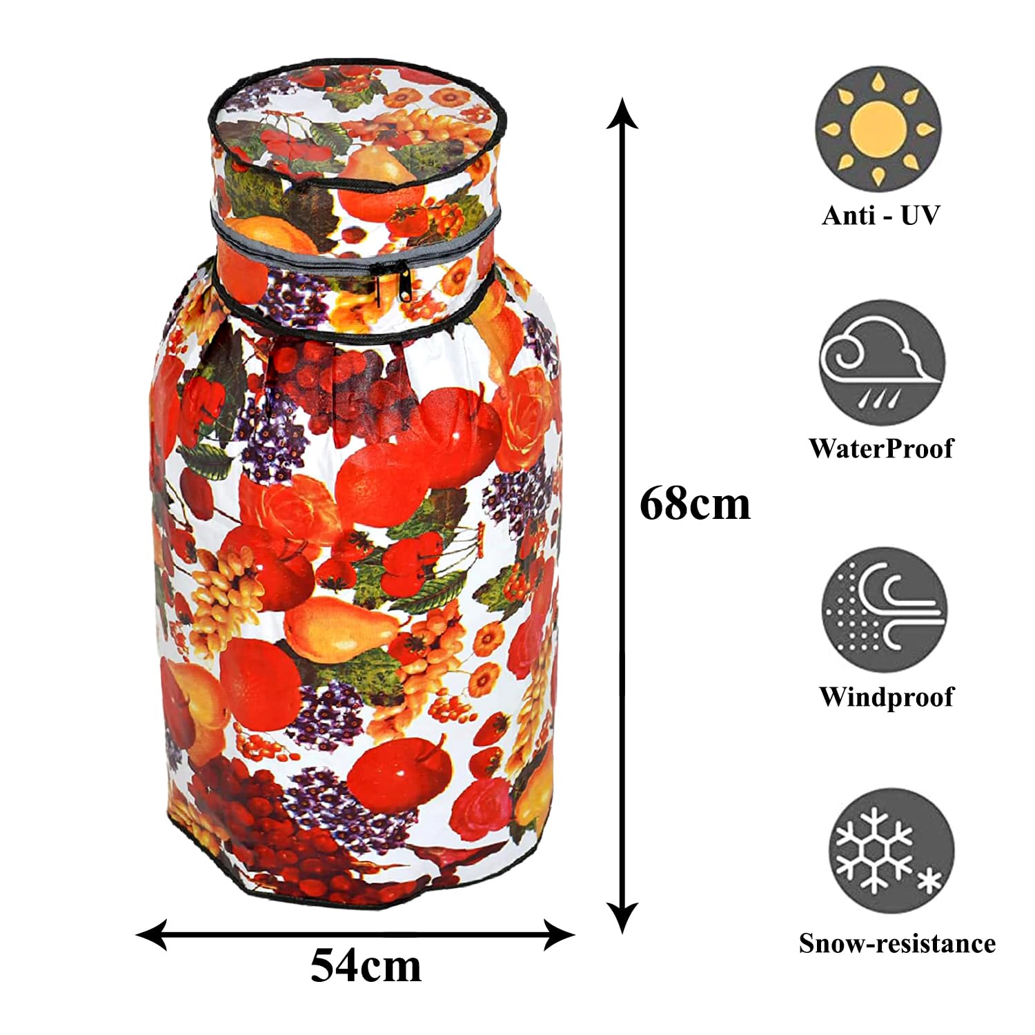 Kuber Industries Cylinder Cover | PVC LPG Cylinder Cover | Washable & Dustproof | Fruit Print Cylinder Tank Cover | LPG Gas Tank Cover | Multicolor 2