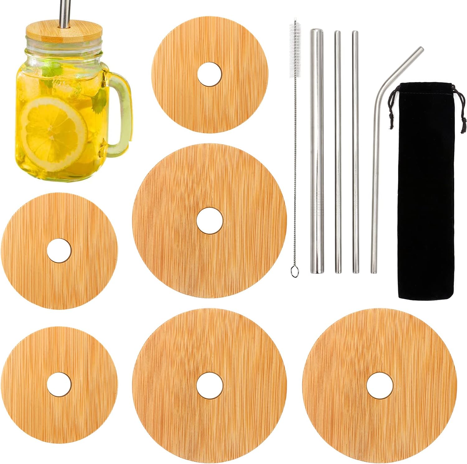 Bamboo Mason Jar Lids 12Pcs, Reusable Mason Canning Jars