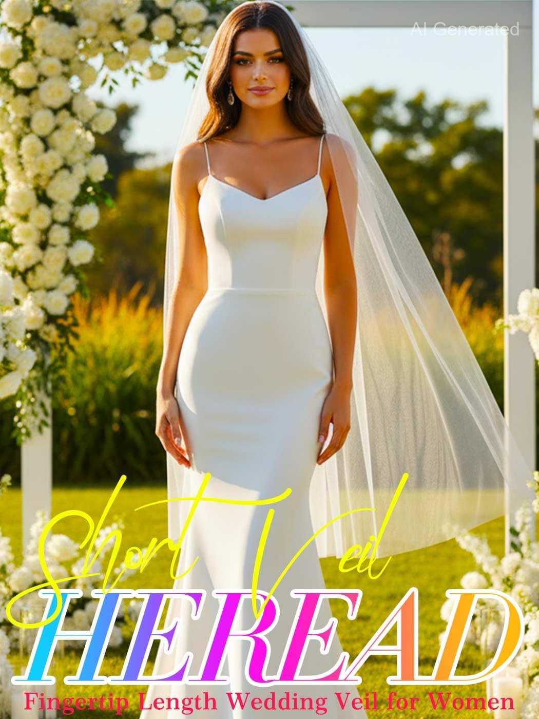 HEREAD Fingertip Length Wedding Veil with Comb for Brides