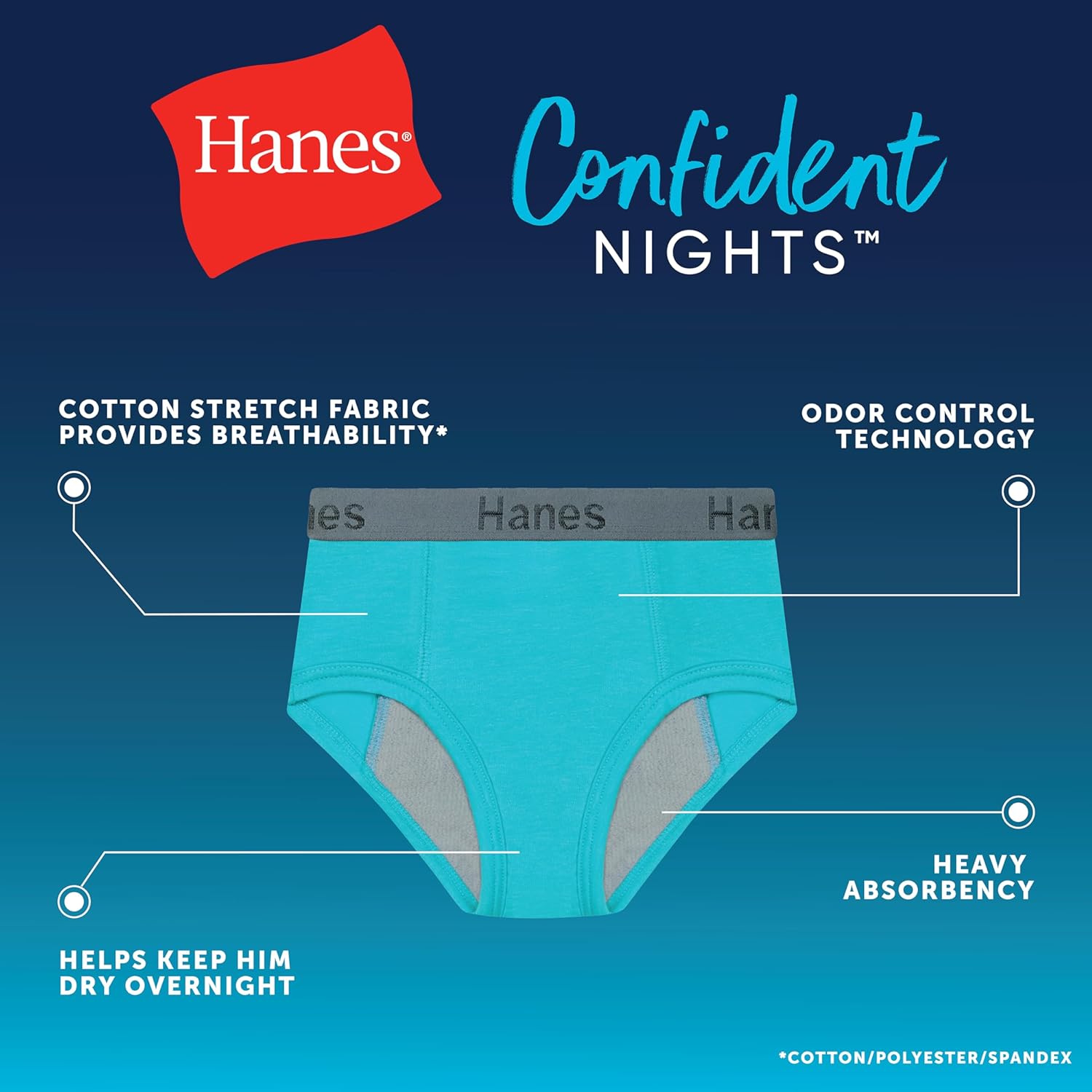 Hanes boys Nighttime Underwear Leak Protection, Confident Nights Overnight Underwear, Kids' Leakproof Underpants, 3 Pack - Image 6