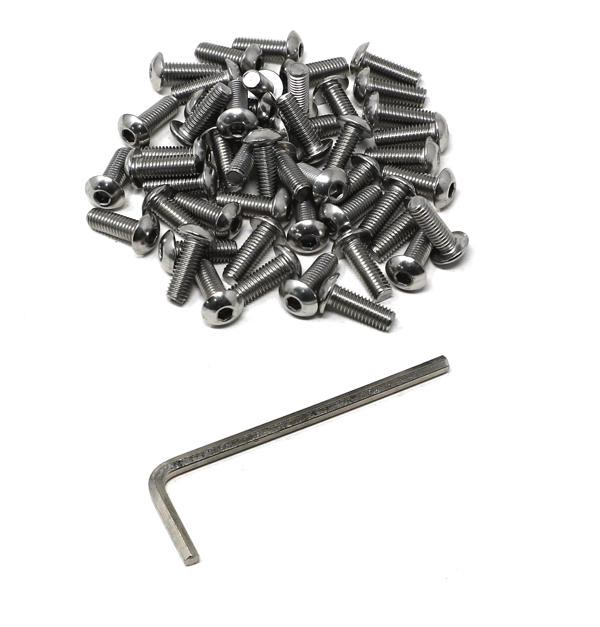 iexcell 50 Pcs M5 x 14mm Thread Pitch 0.8 mm Stainless Steel 304 Hex Socket Button Head Cap Screws Bolts Kit