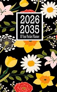 10 Year Pocket Planner 2026-2035: 120 Month-January 2026 Through December 2035 With Holidays , Motivational Quotes / Small Size 4 x 6.5 / Floral Design