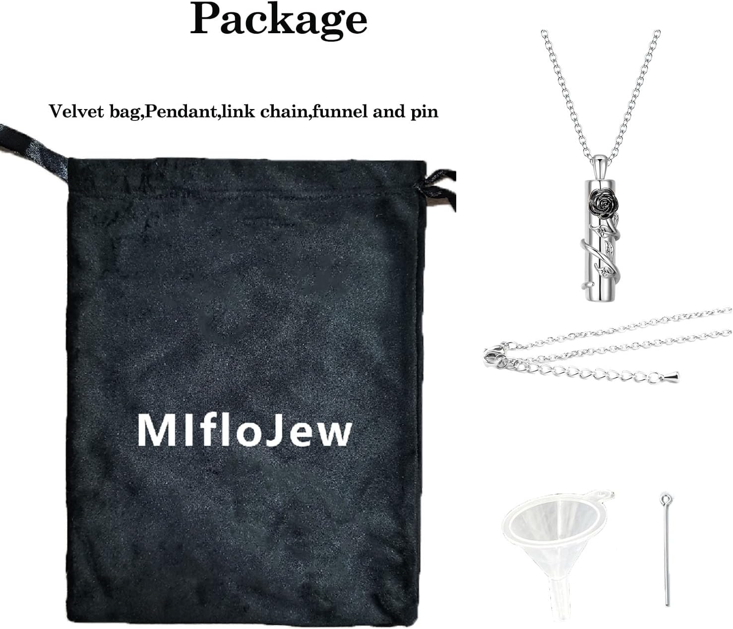 Rose Flower Urn Necklace for Ashes Stainless Steel Cylinder Ash Holder Pendant Cremation Jewelry for Ashes - Image 8