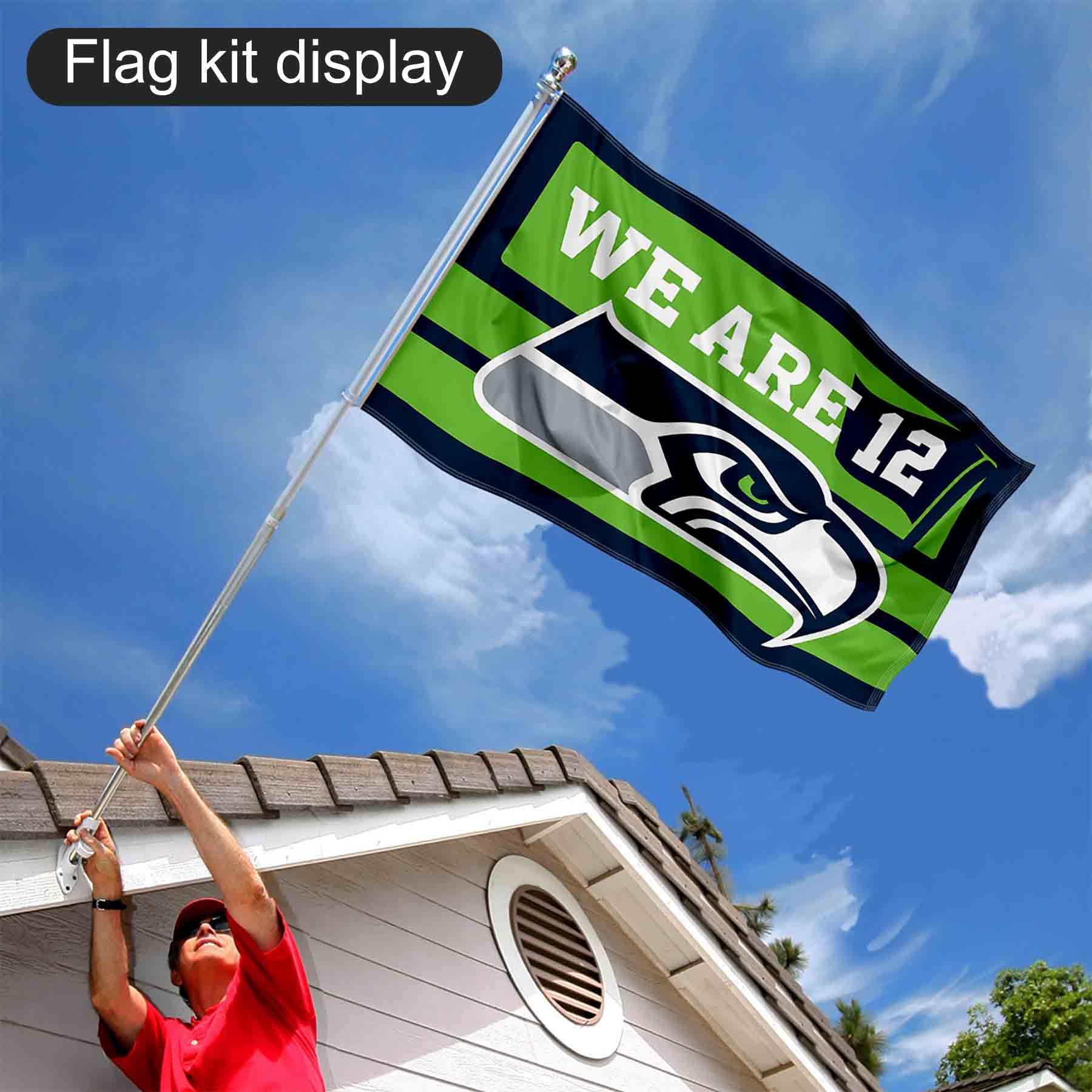 WinCraft Kit Bandiera Seattle Seahawks – 12th Man We Are 12 Con Asta E Staffa