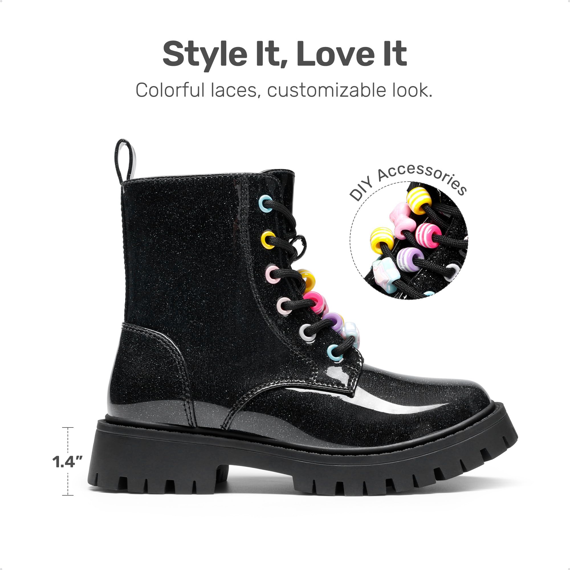 DREAM PAIRS Stivali Combat Bambina Allacciati