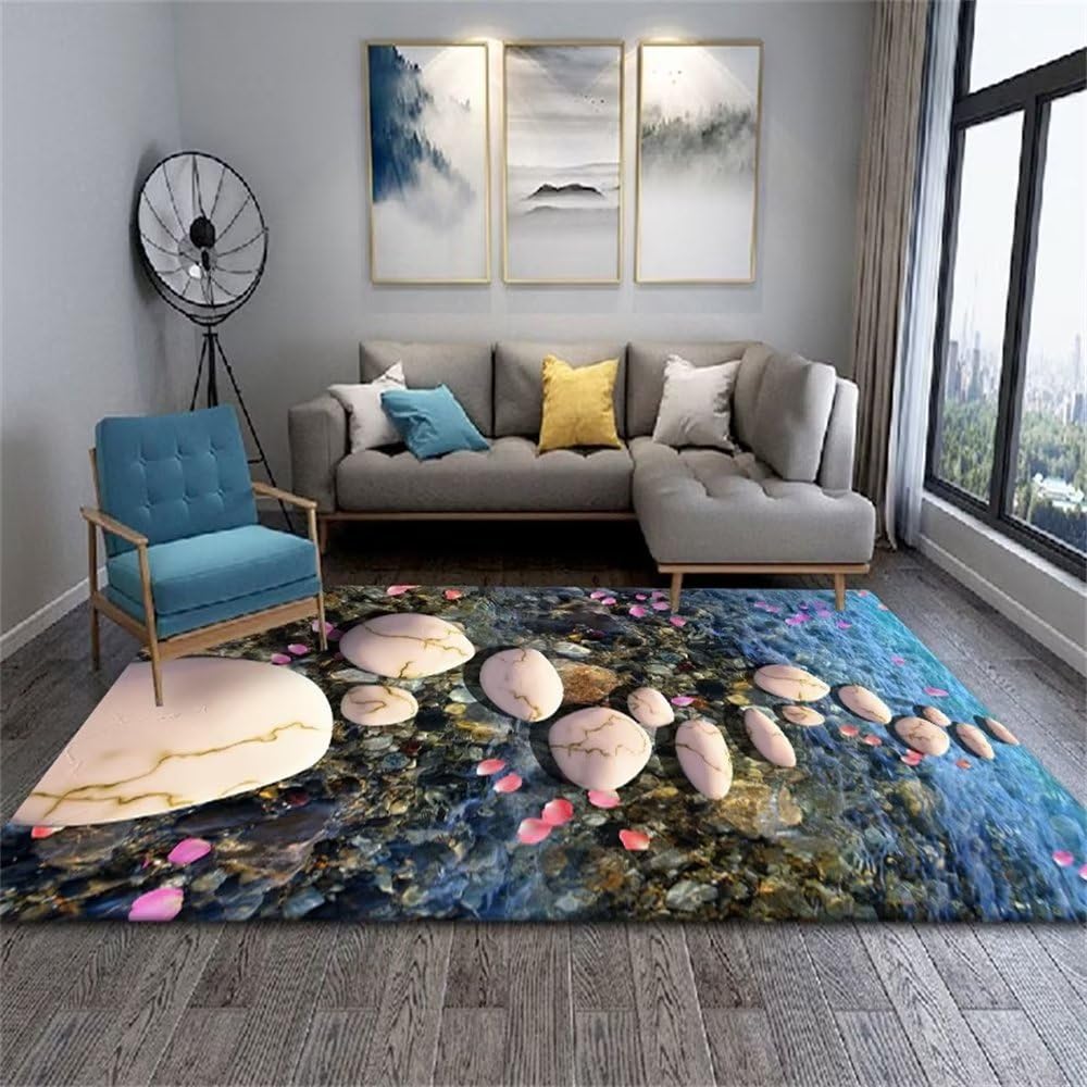 RUGMRZ Deko Wohnzimmer Modern Moderne abstrakte und leicht zu handhabende Steine Teppich mit Muster Mehrfarbig Teppich Dekoration