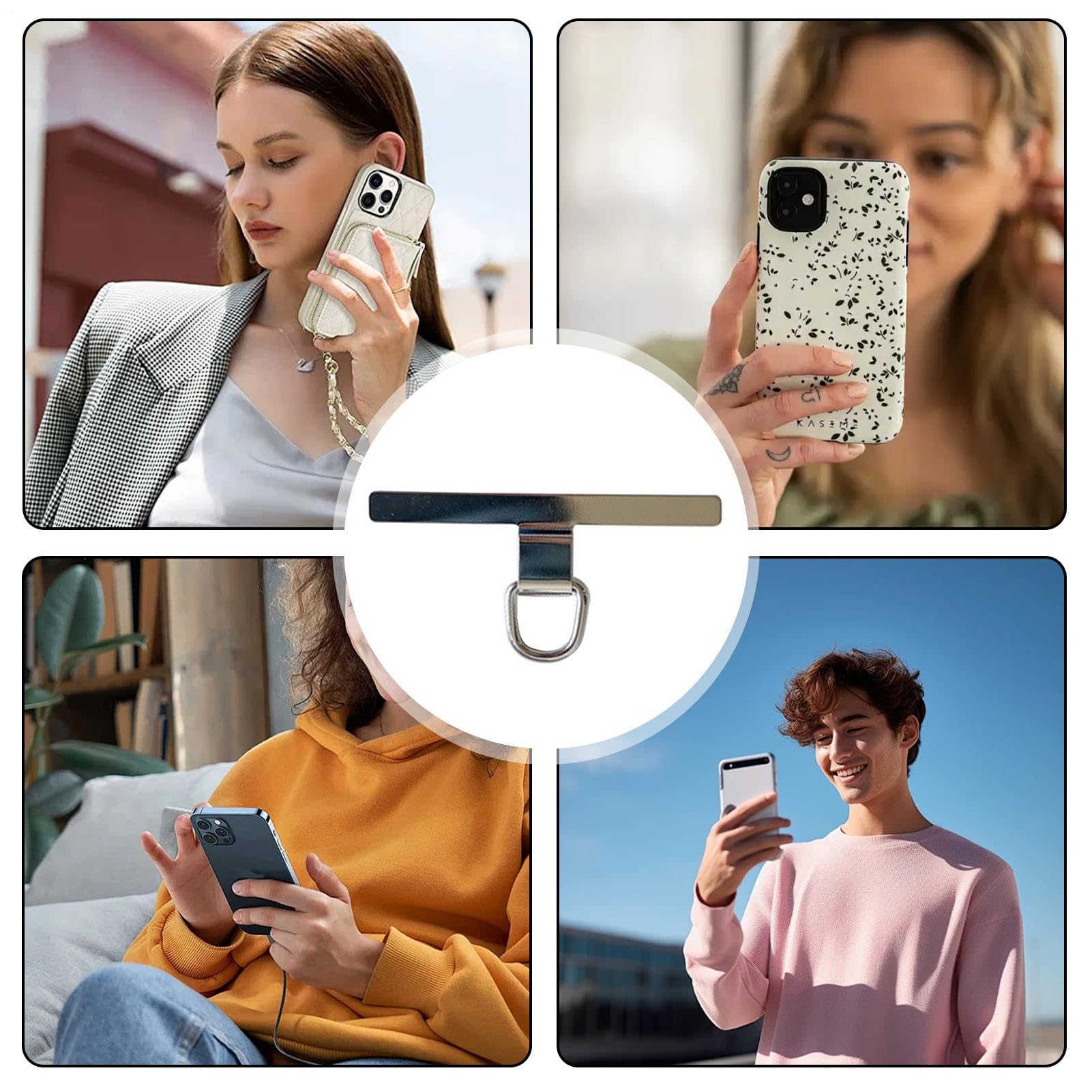 Parche de sujeción para teléfono | Pieza de conexión de seguridad | Almohadilla de sujeción para teléfono inteligente | Accesorio de cordón de metal para teléfono móvil, solución de anclaje para