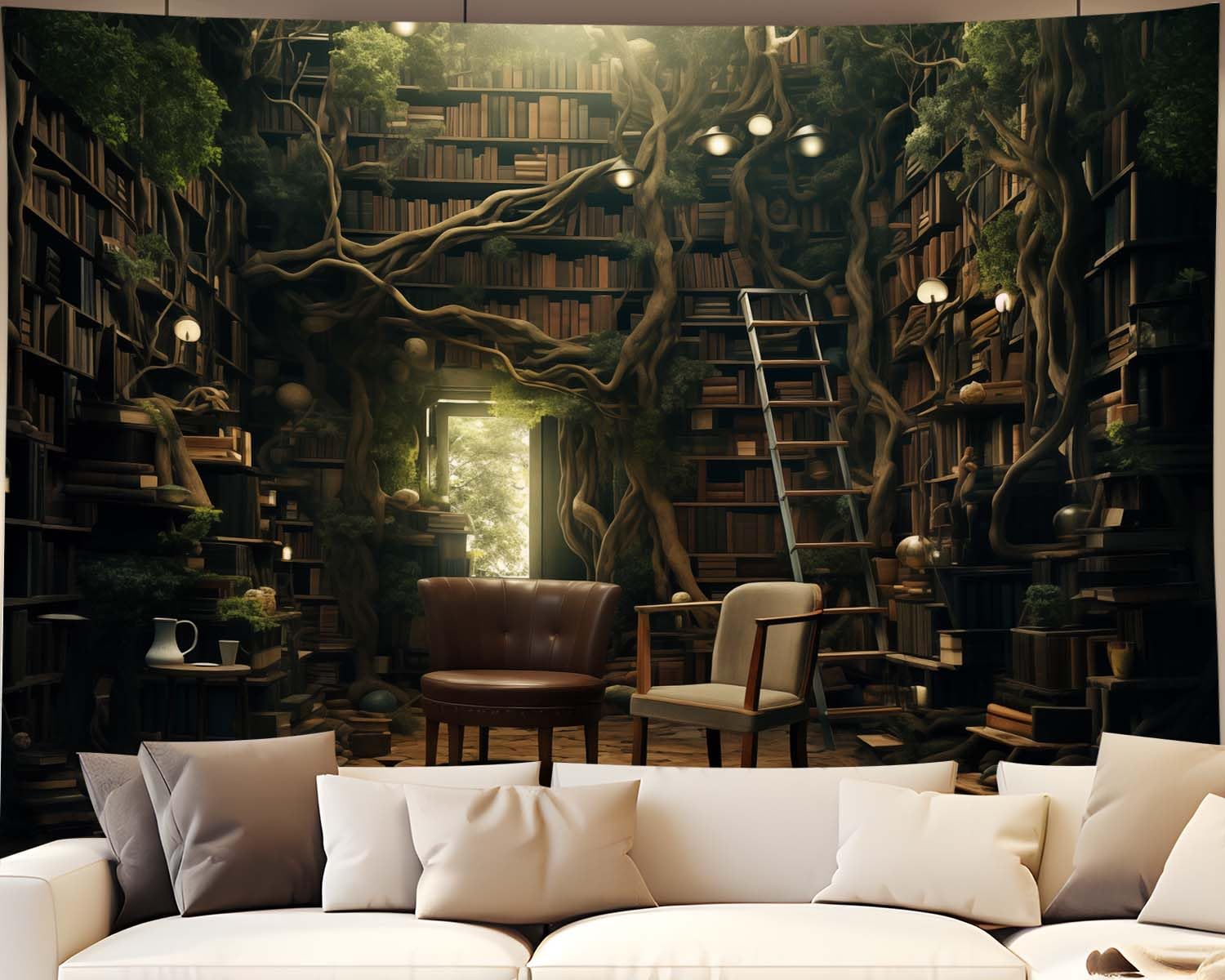 QGHOT Fantasy Library Tapestry Wall Hanging Magic School Bookshelf Backdrop Fairy Tale Library Tapestries for Teens Bedroom Living Room Dorm Decor 78.7"x59.1"