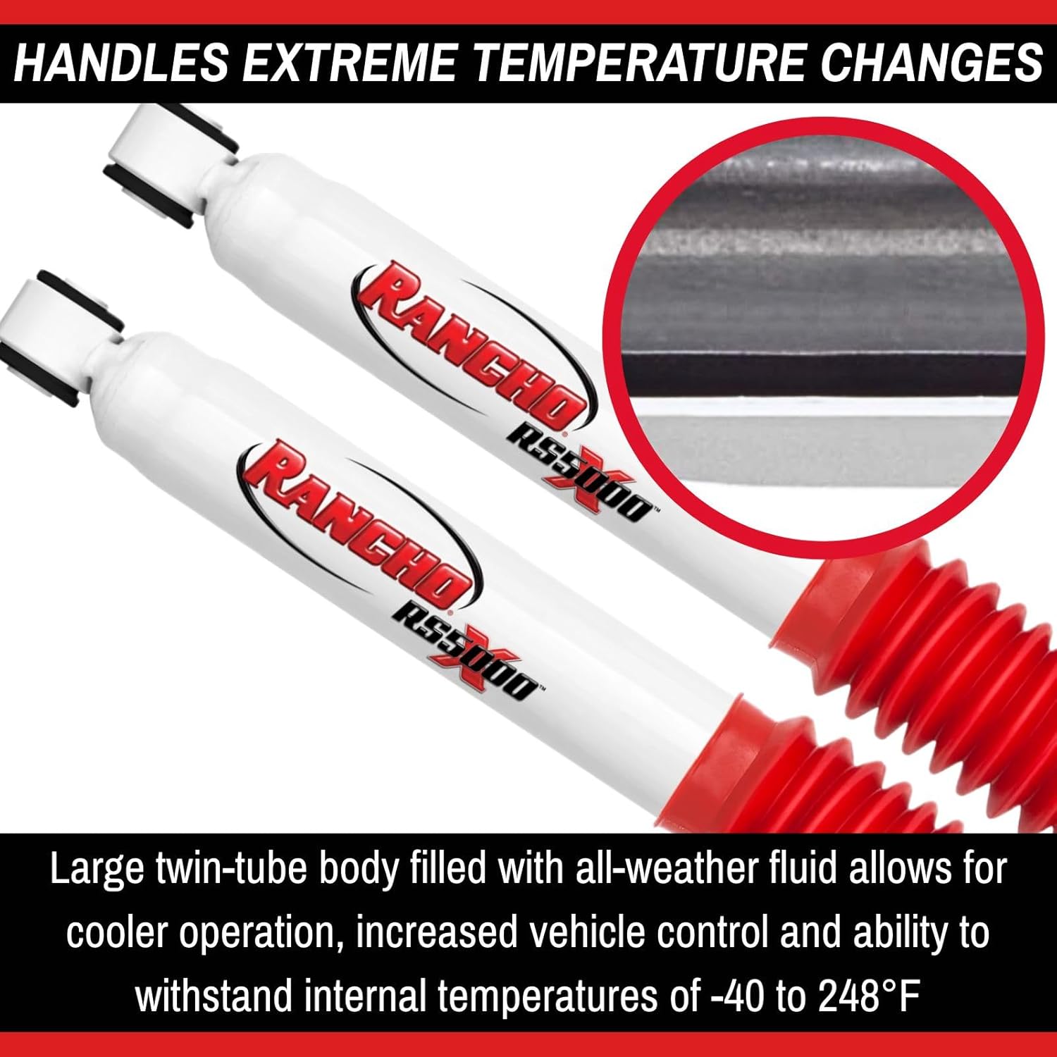 Pair of Rancho RS5000X Rear Shocks fits 2009 2013 F150 4WD with 0" Rear Lift | Improves Handling & Performance | Reduces Fade | Includes TrendsAuto Decal