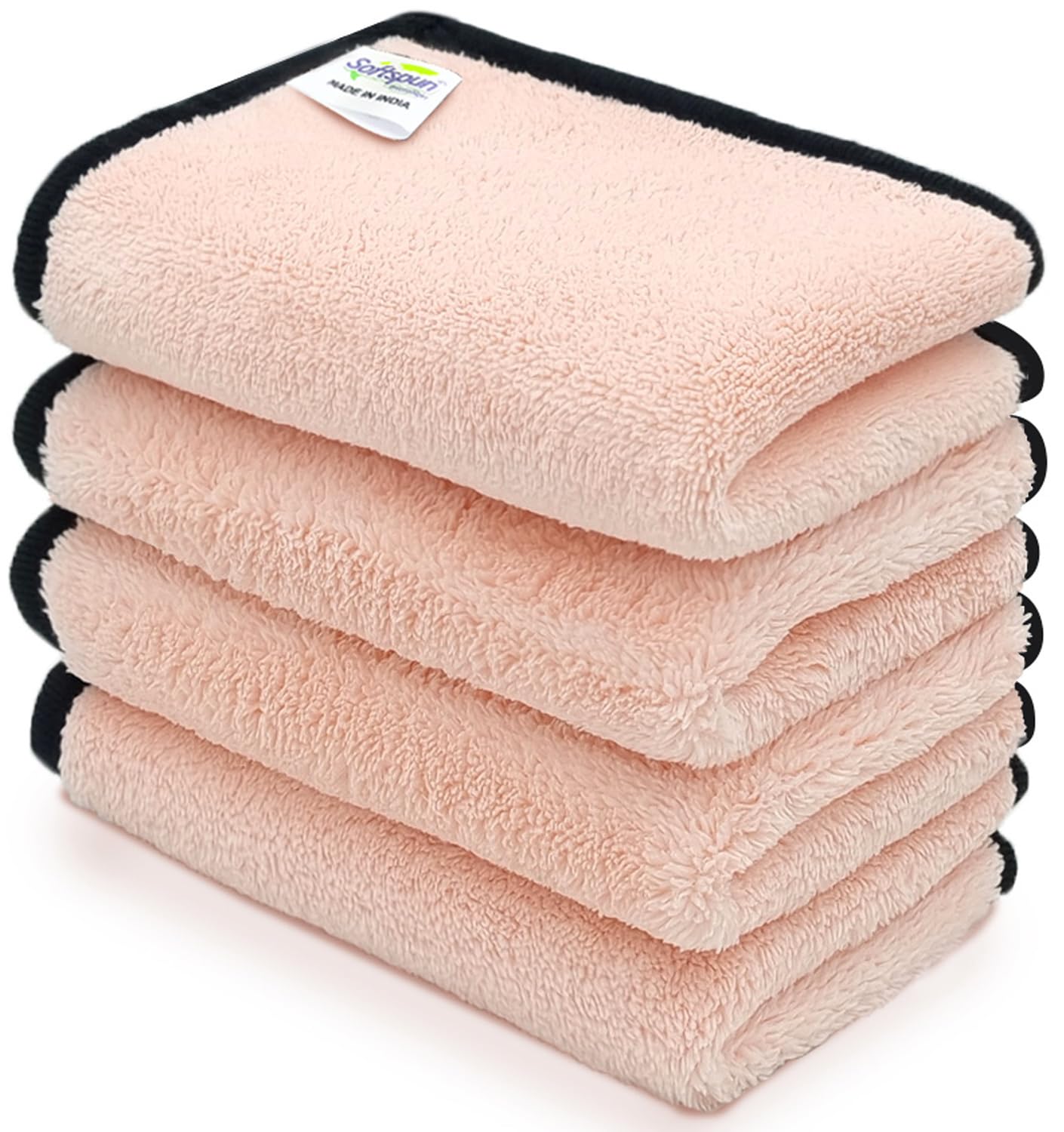 SOFTSPUN Microfiber Hand & Face Wipes 280 GSM 20x30 Cms, 4 Piece Towel Set, (Light Pink) Super Soft & Silky for Hand, Face and Body - Hypoallergenic Sensitive Skin Wipes & Washcloths.-image-38
