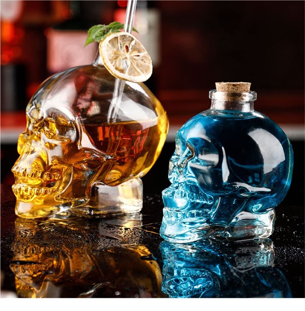 ビンテージ 骸骨デザイン ガラスボトル 2色セット Amazon｜スカル