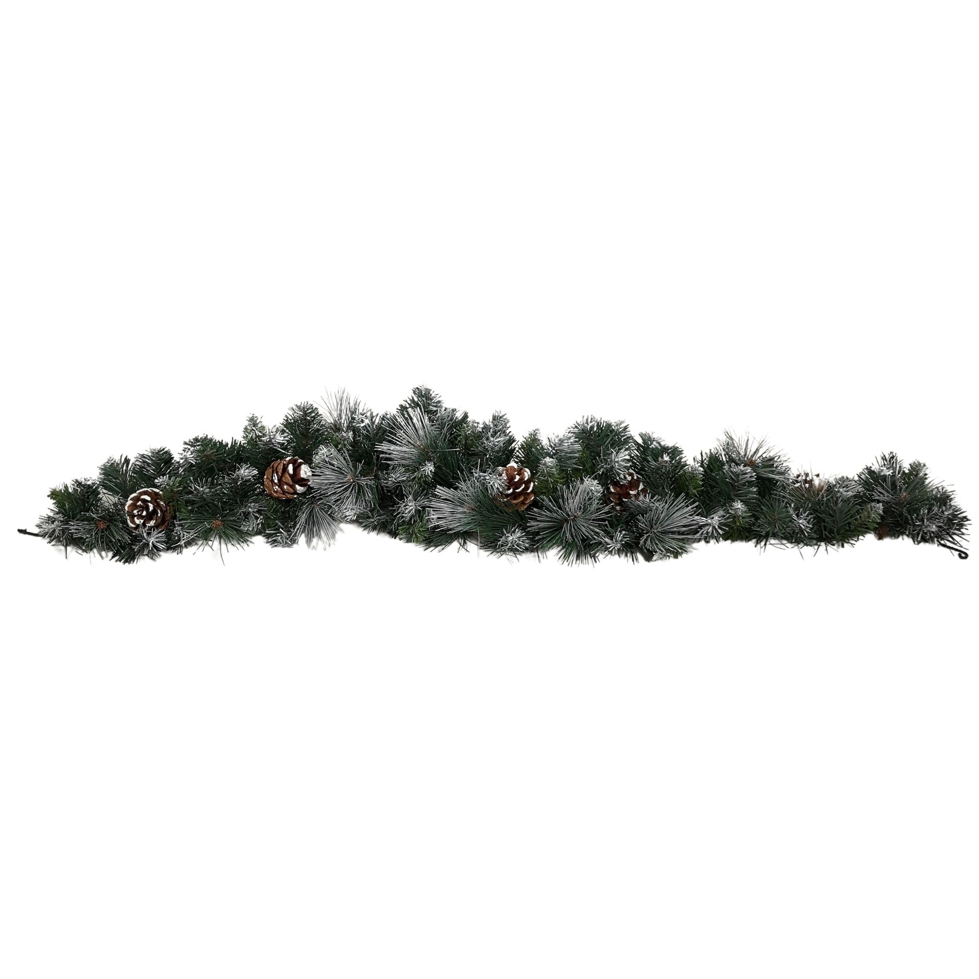 Samuel ALEXANDER 90cm (3ft) Frosted Glacier Christmas Swag Garland with Pine Cones