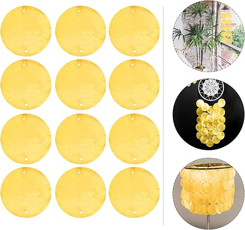 Miniatura 6 de GLEAVI Cowrie Shells - 100 piezas de conchas redondas, capiz natural redondo con 2 agujeros, accesorio de rebanada redonda pulida, conchas redondas