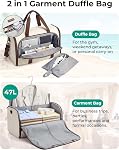 BAGSMART Sac de vêtement Sac à bandoulière pour voyage convertible 2 en 1 Sac de costume pour les vêtements suspendus Transporter sur sac de voyage avec sac de chaussures, Bracelet de selle Weekender pour les robes, manteaux, chemises (Brown)