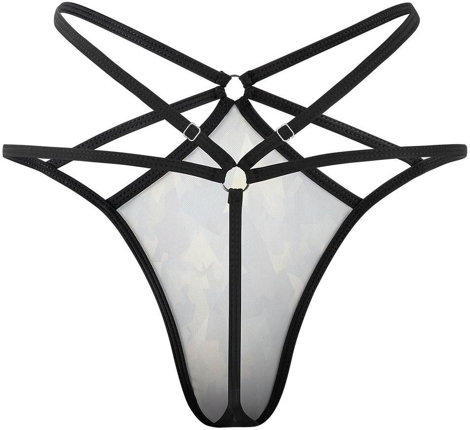 Women's Sexy G-String Thong Panties, Sheer Mesh T-back Underpants | Painting Style Pattern Breathable Stretchy Low Rise Underwear, Comfort Soft No Show Panties for Date Night, 3X-Large