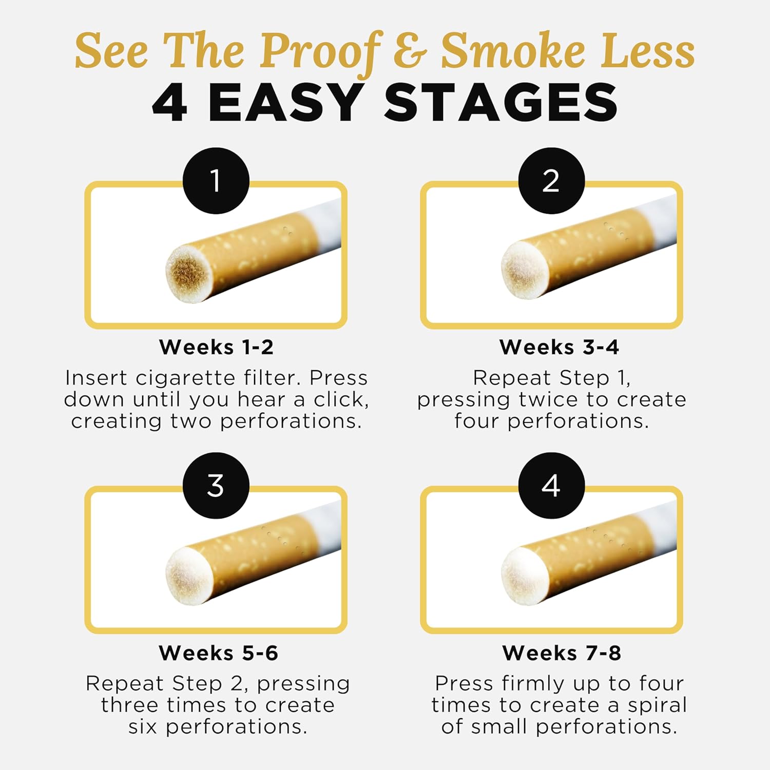 Stop Smoking Aid that Works, Quit Smoking in Just 8 Weeks, Compact Advanced Smoking Cessation Product & Quit Smoking Tool by Filtrim, Gold Finish (2.5 x 1.2 x 0.3 Inches)
