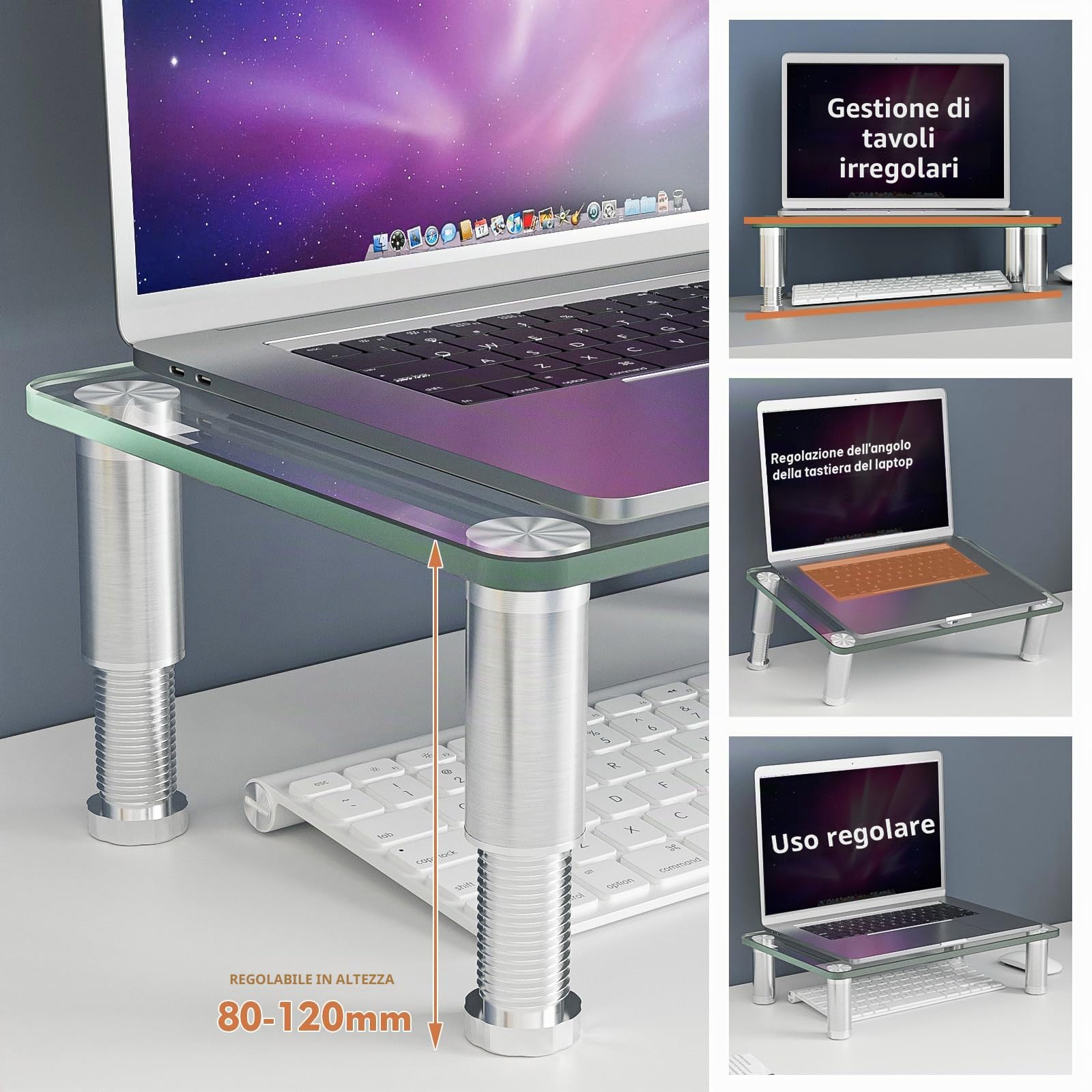Hemudu 2 Supporto Monitor Scrivania, Rialzo Monitor con Altezza Regolabile, Porta PC Portatile per TV LCD LED a schermo piatto, Laptop/Computer/Xbox One, 38X24X8.6cm, Supporto PC Peso Massimo 40kg