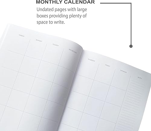 Miniatura 4 de Kahootie Co - Planificador mensual y semanal para el hogar y el trabajo, cubierta suave a rayas azul marino, acabado mate liso (rayas pequeñas azul