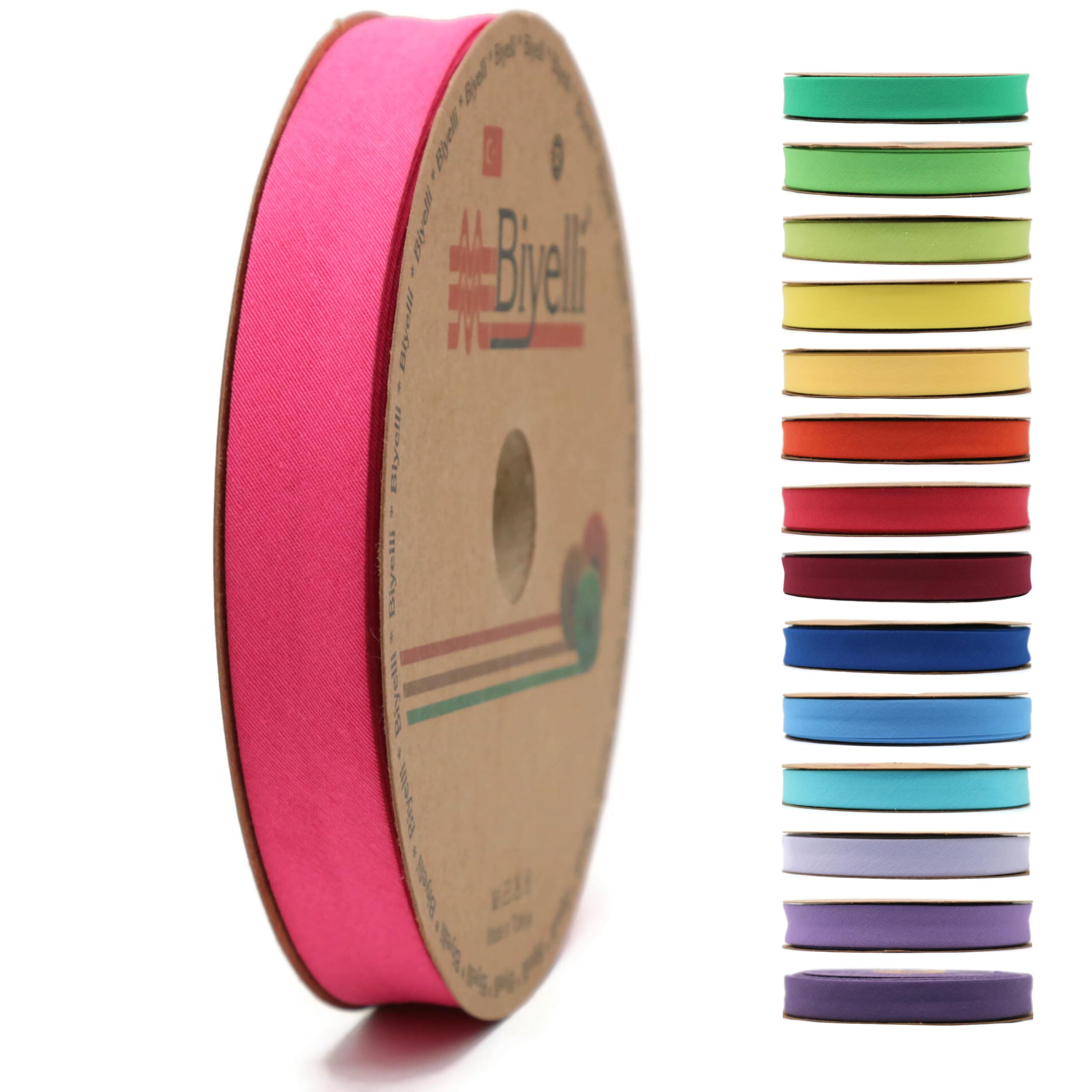 Cinta al bies plegable de algodón – 3/4 pulgadas (20 mm) de ancho – 27 yardas – más de 65 colores – Cinta de encuadernación de algodón de un solo pliegue para coser ropa DIY (24. fucsia) D24
