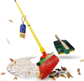 Krallenbesen Set 30 cm Holz mit Teleskopstiel Kehrgarnitur Langer Stiel Handfeger (1, Krallenfeger + Kehrschaufel Set Langstiel)