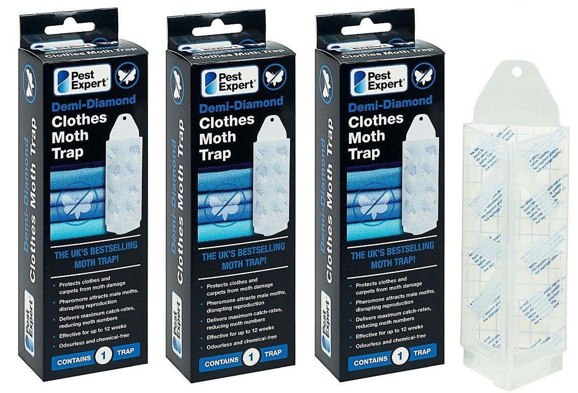 Pest Expert® Demi-Diamond Clothes Moth Pheromone Traps (3 Holders & 3 Pheromone Pads)