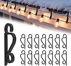 60 Pieces Gutter Hooks Fairy Lights Plastic Holder Fairy Lights Rain Gutter Fairy Lights Clips Gutter Attachment Fairy Lights Outdoor for Christmas, Halloween, Parties (Black)