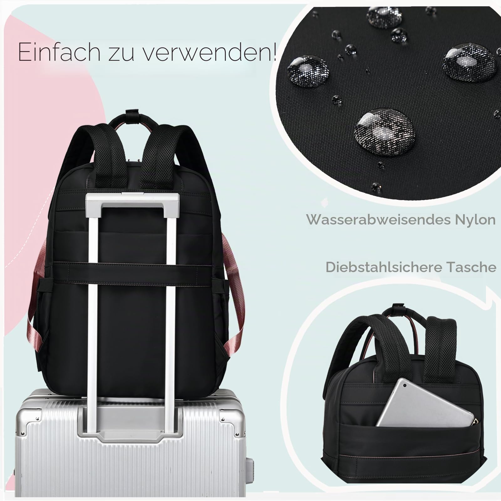 LORADI 18 Taschen Wickeltasche Rucksack Großer Wickelrucksack | Kinderwagen Clips, Gepäckhülse für Reisen, 4 isolierte Taschen, wasserdicht, leicht zu reinigen, langlebig