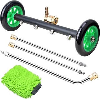 EVEAGE 4000PSI Pressure Washer Undercarriage Cleaner Water Broom, Undercarriage Power Washer Attachment w/Extension Rods - Undercarriage Sprayer 16 Inch, Classic Green