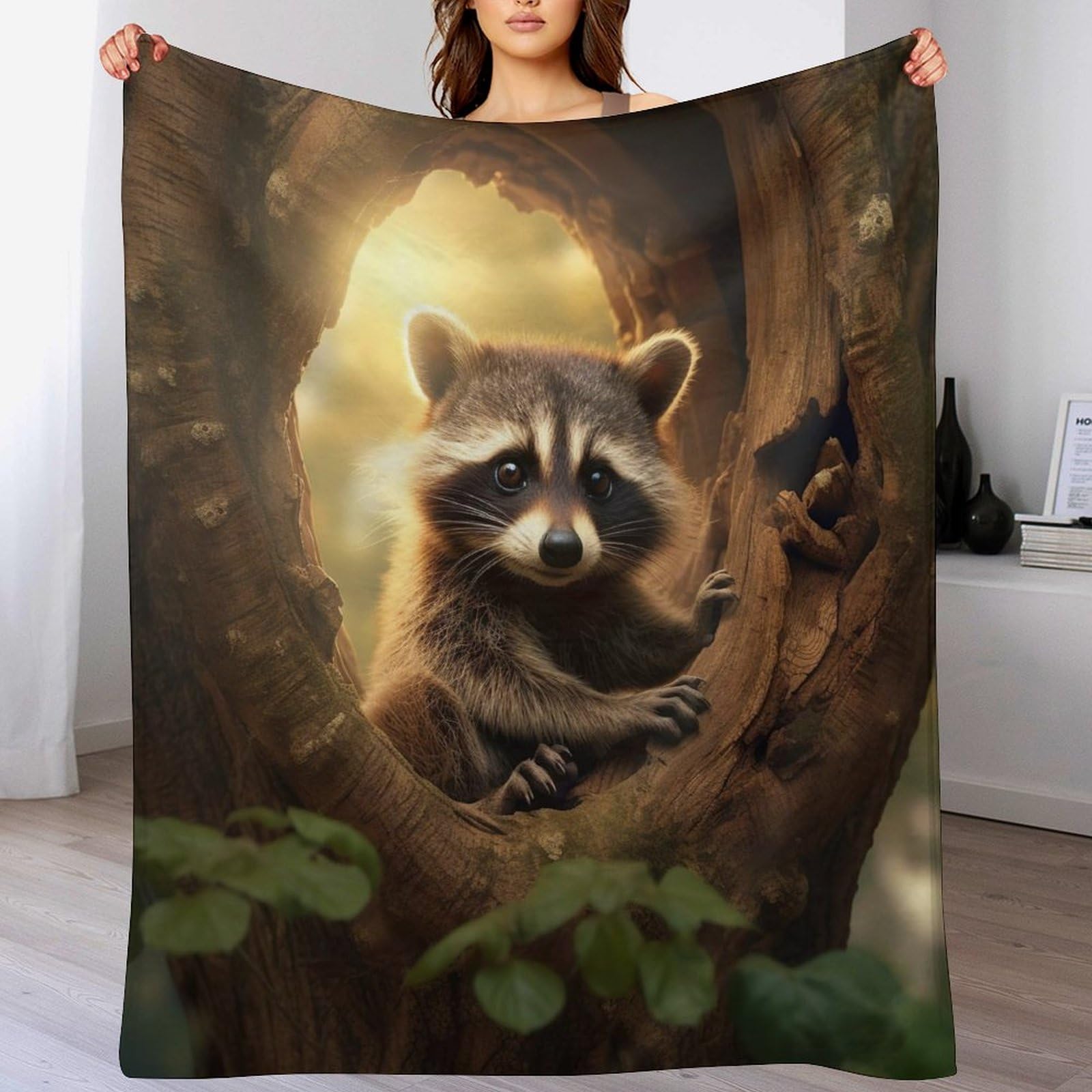 Couverture polaire raton laveur lavable en machine et flannel thermorégulatrice