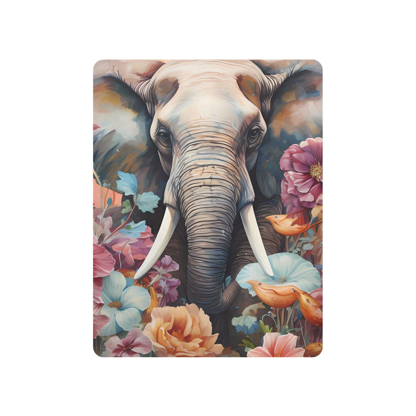 JIPONI Elephant Flowers Soft Playard Sheet- Pack & Play Sheets Fitted, Breathable Mattress Cover for Standard Size Play Yard, 39’x27’x5’