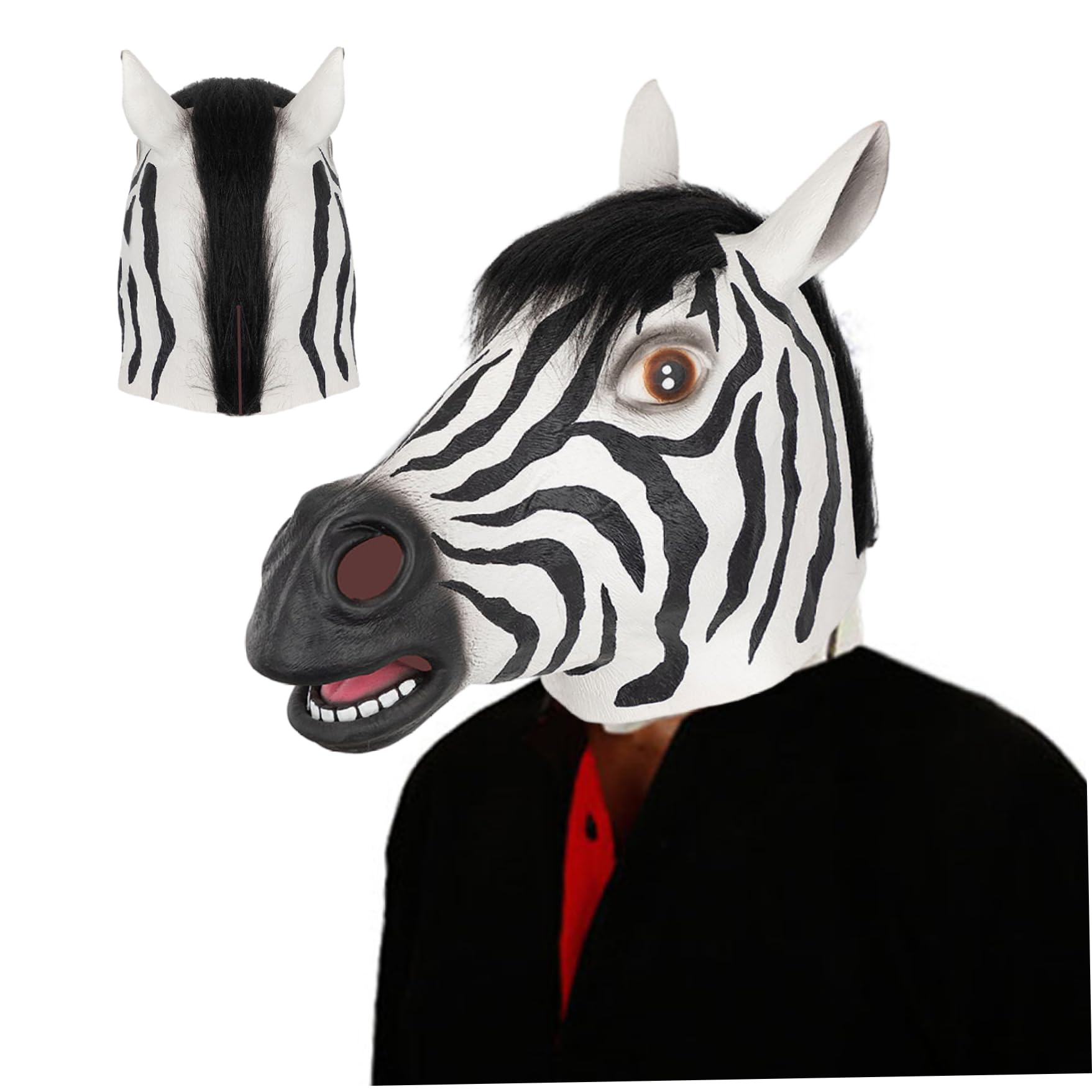 Trrymbbe Zebra Mask Funny Realistic Full Head Animal Mask for Masquerade Dress Up Role-Play Party