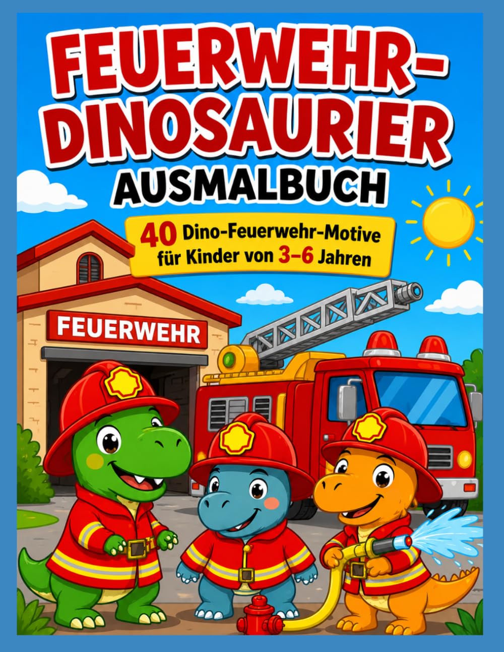 Feuerwehr-Dinosaurier Ausmalbuch: 40 Dino-Feuerwehr-Motive für Kinder von 3–6 Jahren