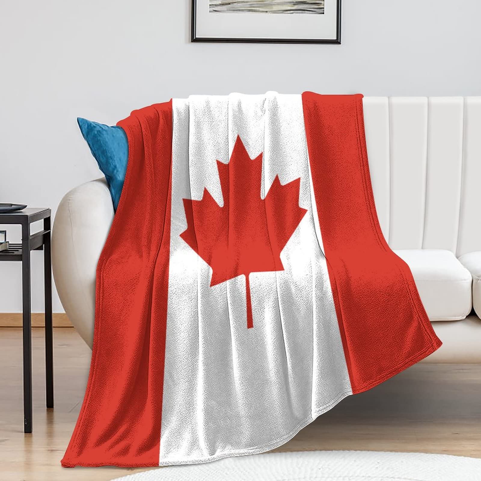 Couverture en polaire Canada 152x203 cm réversible pour lit et canapé