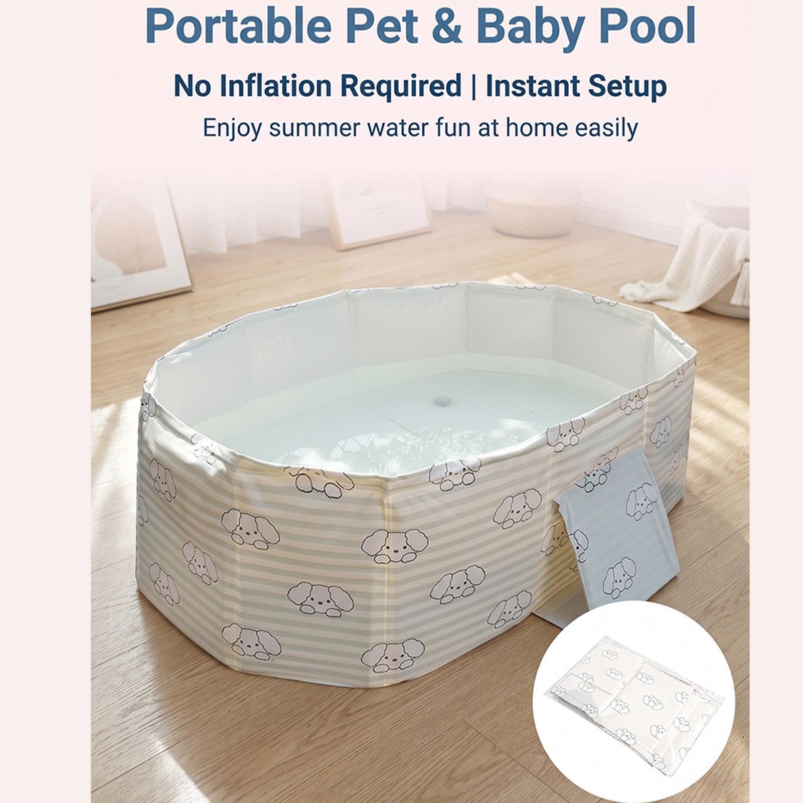 Piscina De Chapoteo Para Perros Plegable Antideslizante Portátil Bañera de