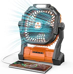 ONLYNEW Portable Desk Fan, Small Table Fan Personal, Battery Powered Fan, USB Rechargeable Battery Operated Fans for Bedroom Home Camping Tent Office, Orange