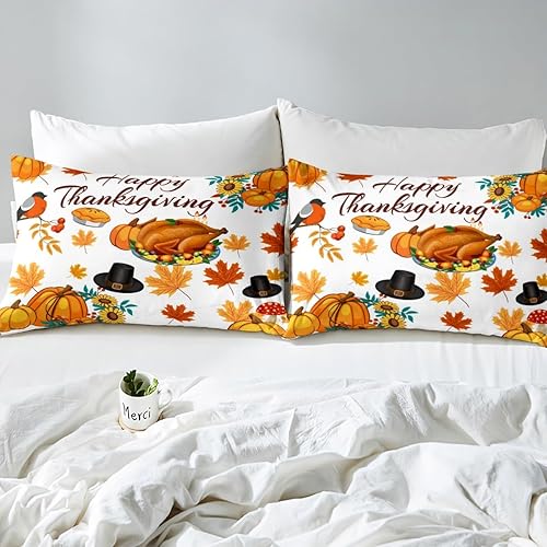 Miniatura 4 de Juego de funda de edredón de pavo de Acción de Gracias, tamaño Queen para niños, niñas y mujeres, juego de ropa de cama con temática de cosecha de
