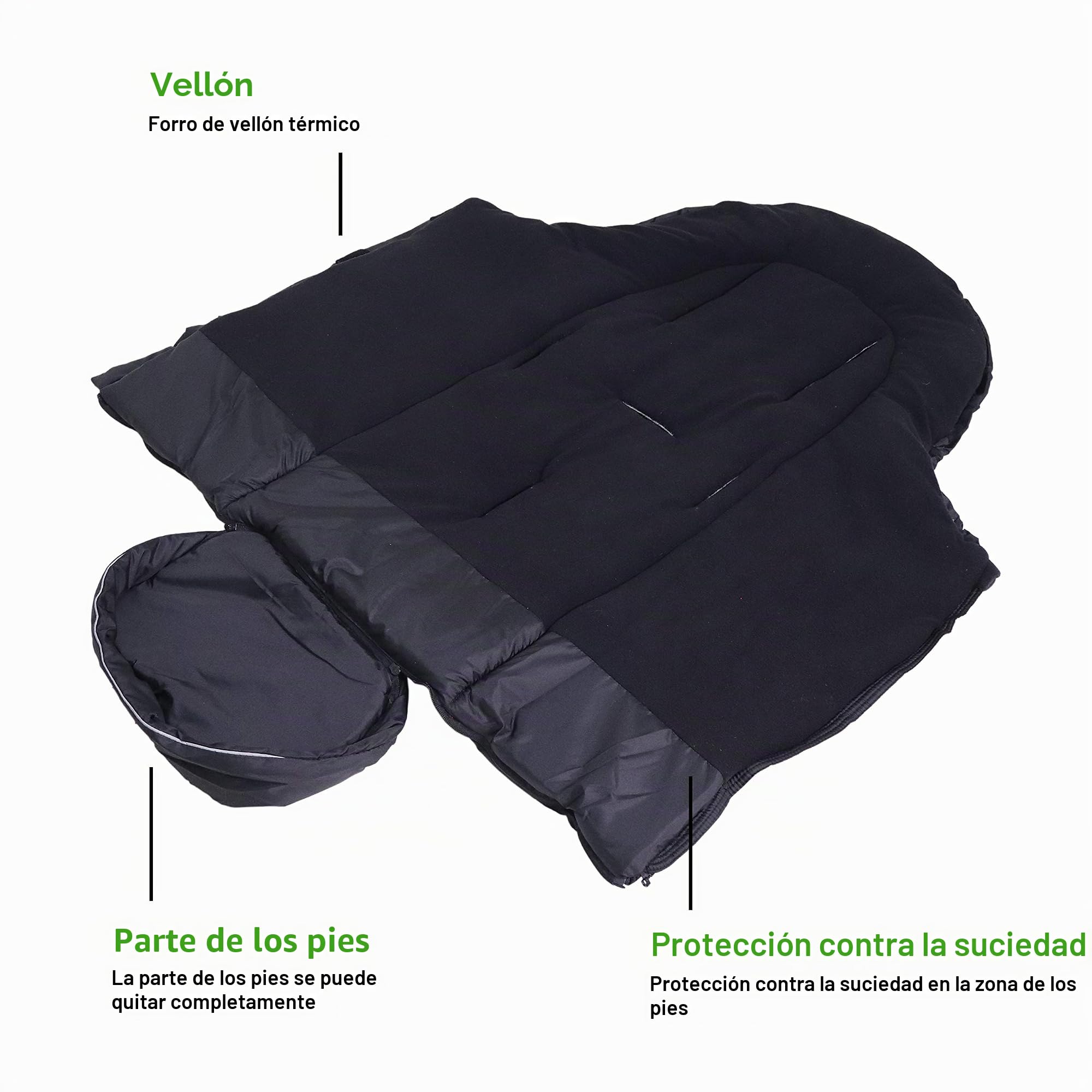 Kaiser Iglu - Saco cubrepiernas de forro polar para silla de paseo, color negro