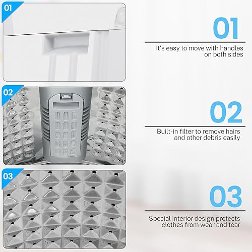 Miniatura 8 de Nictemaw Lavadora portátil, lavadora portátil de 2.4 pies cúbicos, capacidad de 17.8 libras, lavadora completamente automática con 10 programas, 8