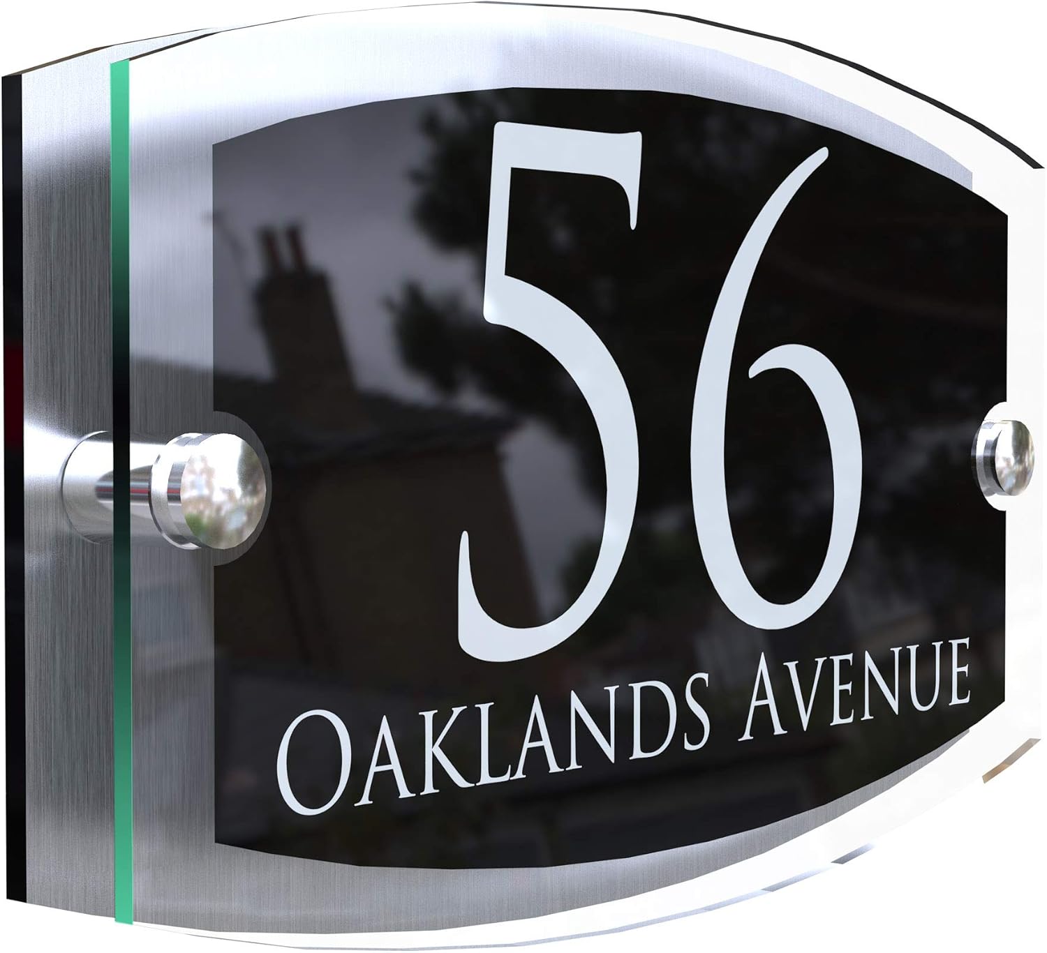 MODERN HOUSE SIGN PLAQUE DOOR NUMBER STREET GLASS EFFECT ACRYLIC