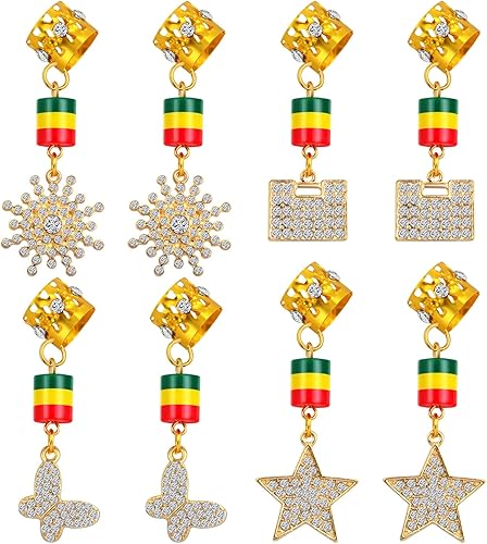 Miniatura 2 de 8 pinzas para el cabello trenzado multiestilo, accesorios de rastas de aluminio, anillos de rastas con diamantes de imitación, mariposa, estrella,