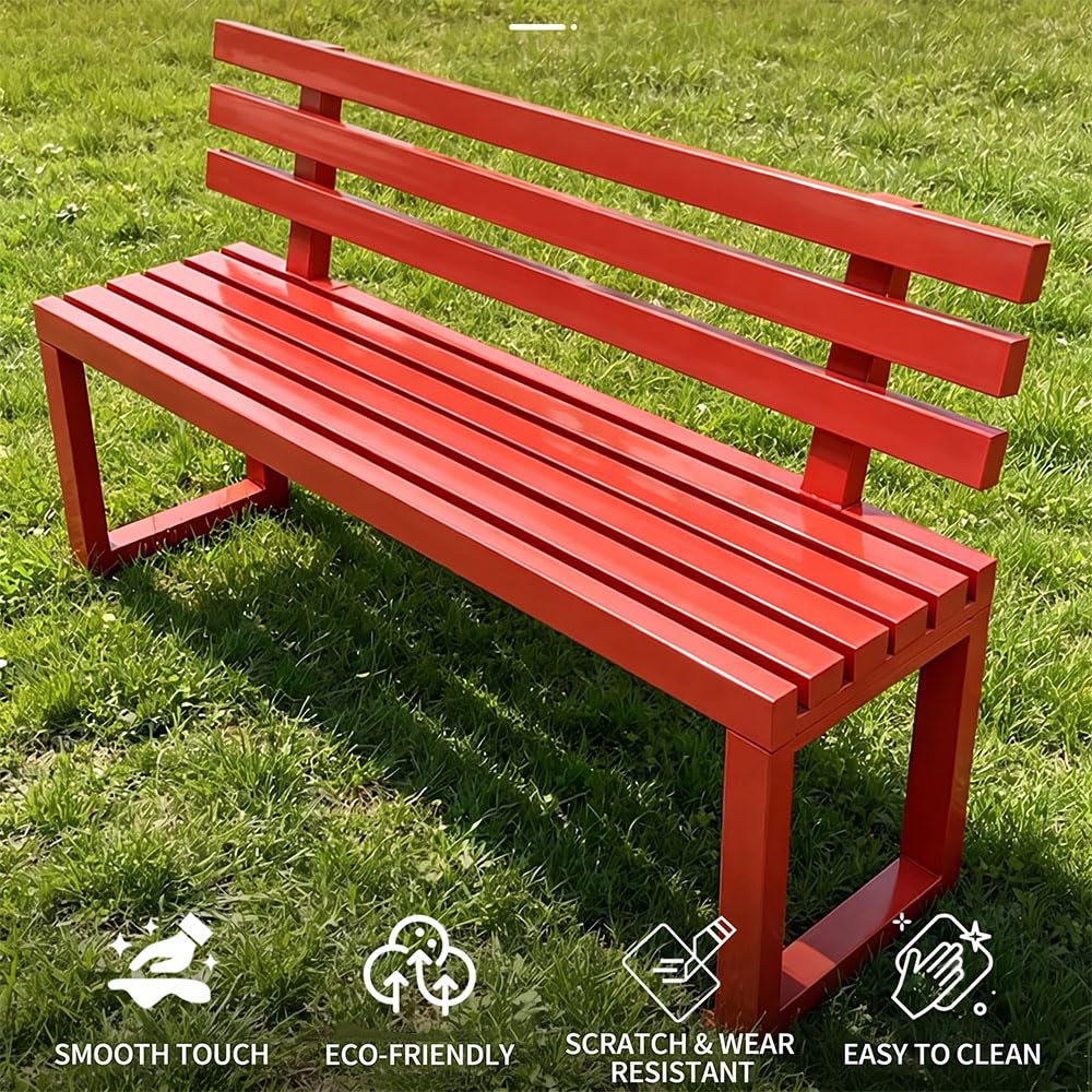 Banco de respaldo de metal resistente a la intemperie, de hierro forjado y acero galvanizado pesado para jardín, patio y parque (100 cm / 39.3in)