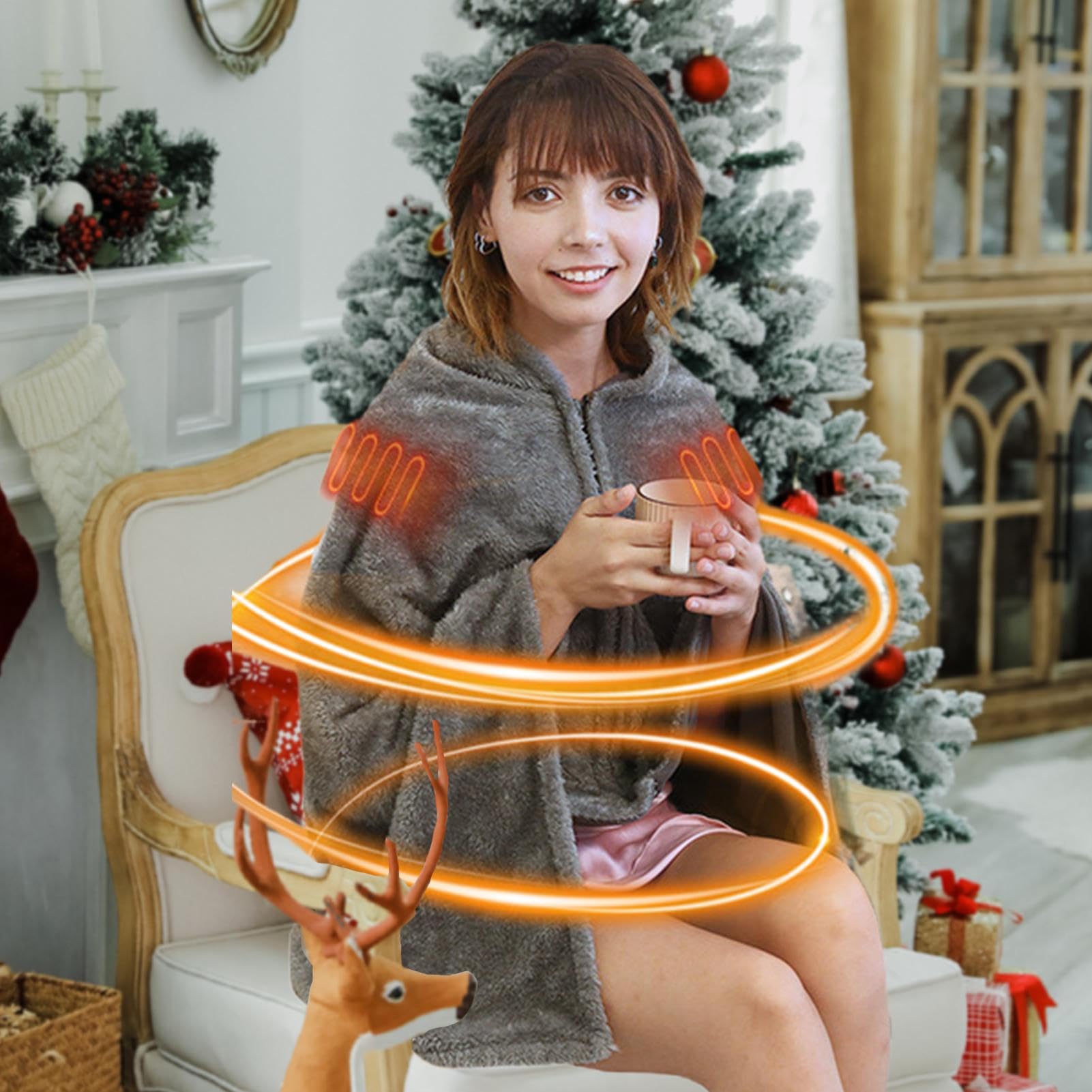 Plaid riscaldante elettrico – Plaid da divano | Scialle riscaldante elettrico USB,per il , in inverno, per le donne, le spalle e il collo, per gli adulti, la schiena e il corpo, per il viaggio,