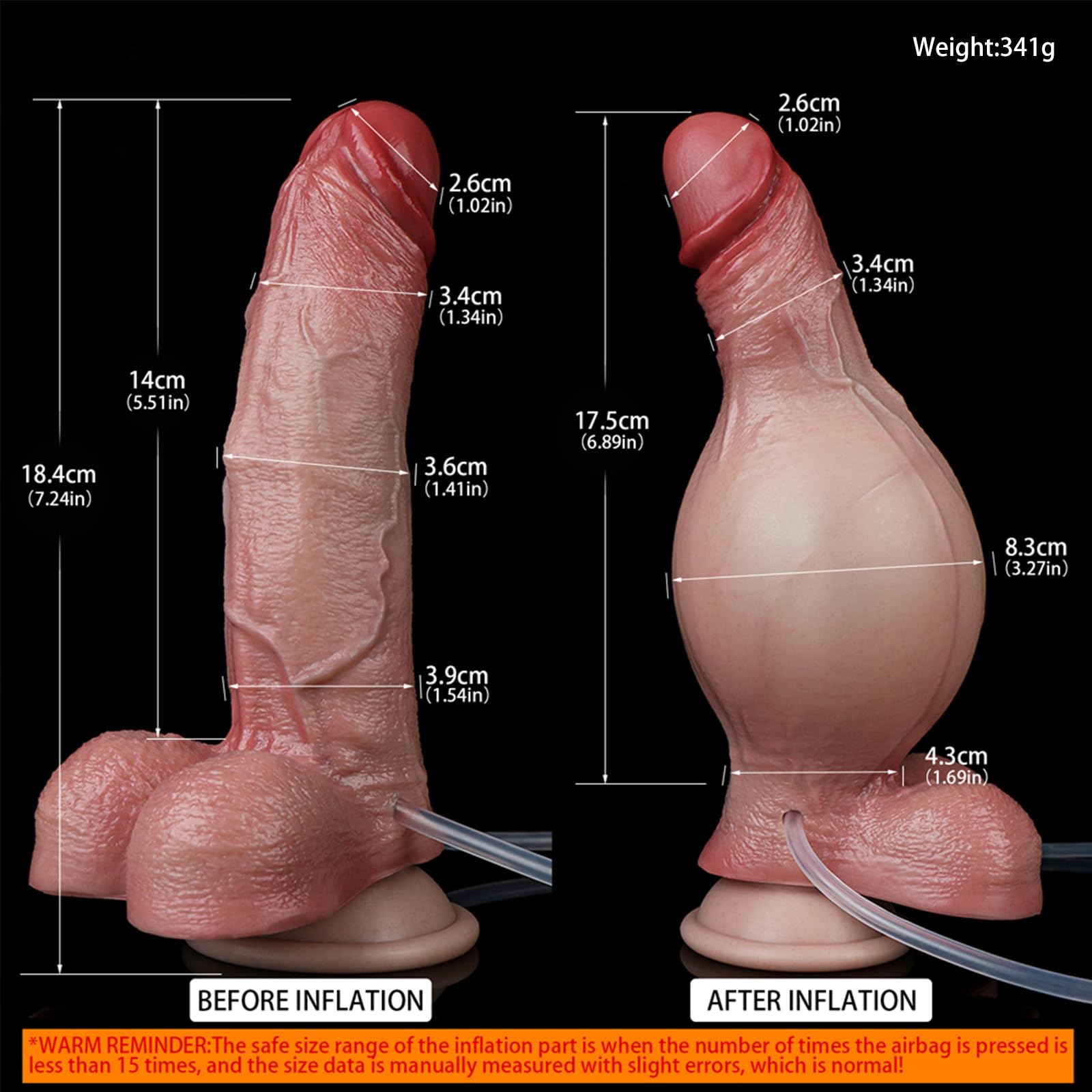 AMAZBEE Dildo realistico Dildo maschile eiaculante Dildo femminile gonfiabile Dildo squirting con ventosa Giocattolo sessuale in silicone pene finto (B)