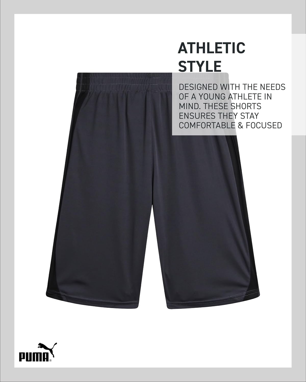 PUMA Boys Athletic Shorts - Quick Dry Breathable Interlock Performance Boys Basketball Shorts with Pockets (Sizes: 4-20)
