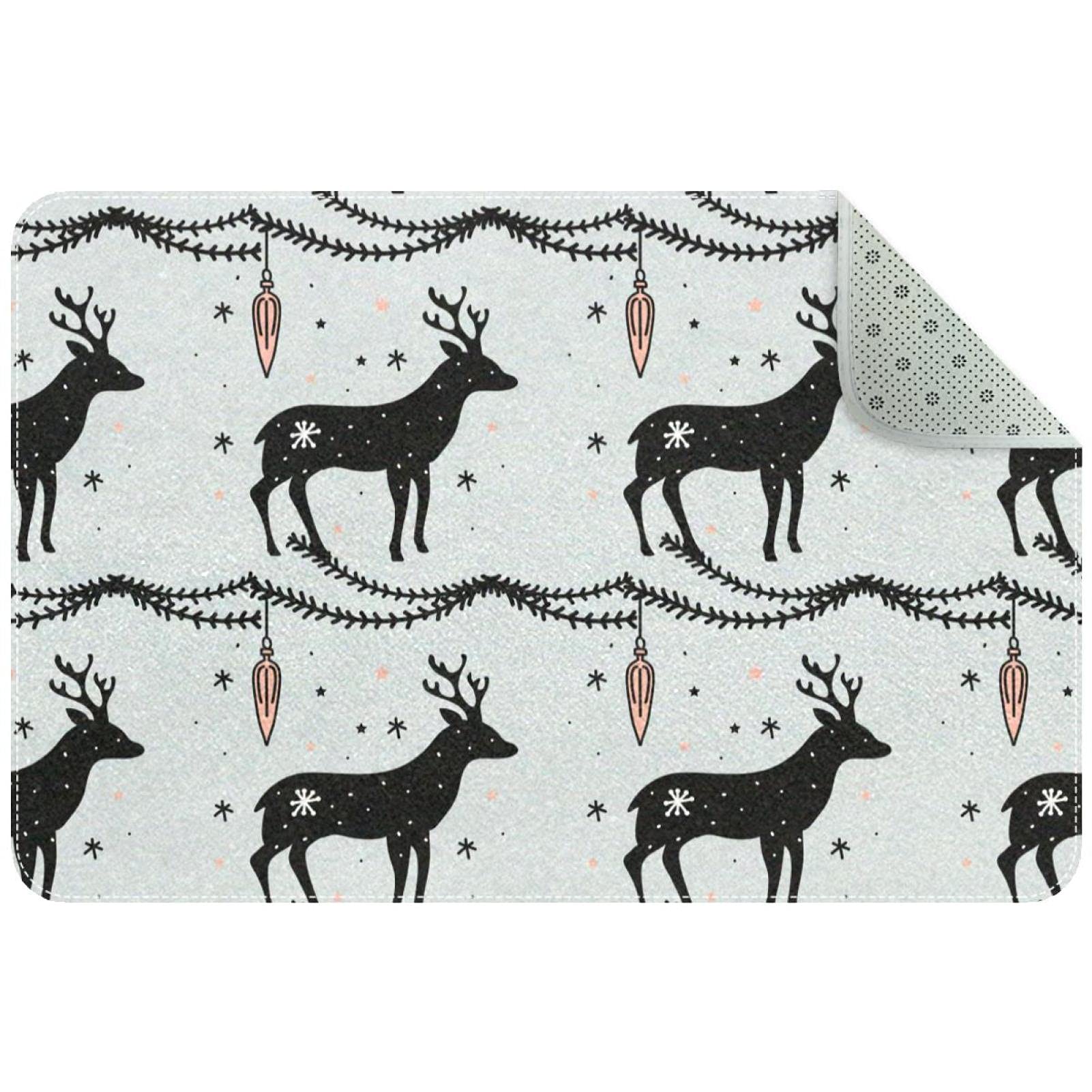 Paillasson renne de Noël lavable pour éviter les sols glissants