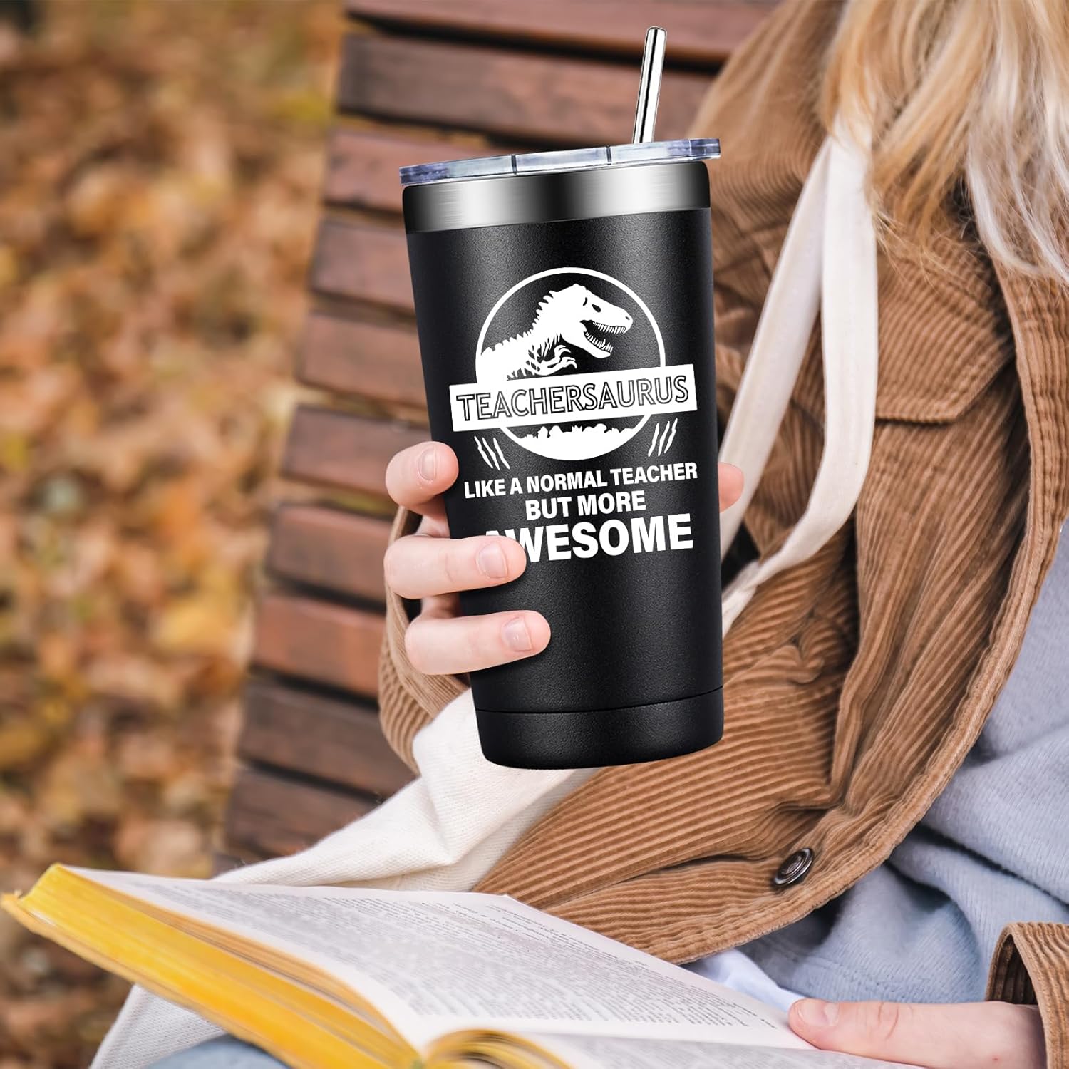 BIRGILT Teacher Gifts for Men, Women - Best Teachers Valentines Day Gift - Teacher Appreciation Gifts for Teachers Day, Appreciation Week, End of Year - 20oz Teachersaurus Tumbler Cup - Image 6