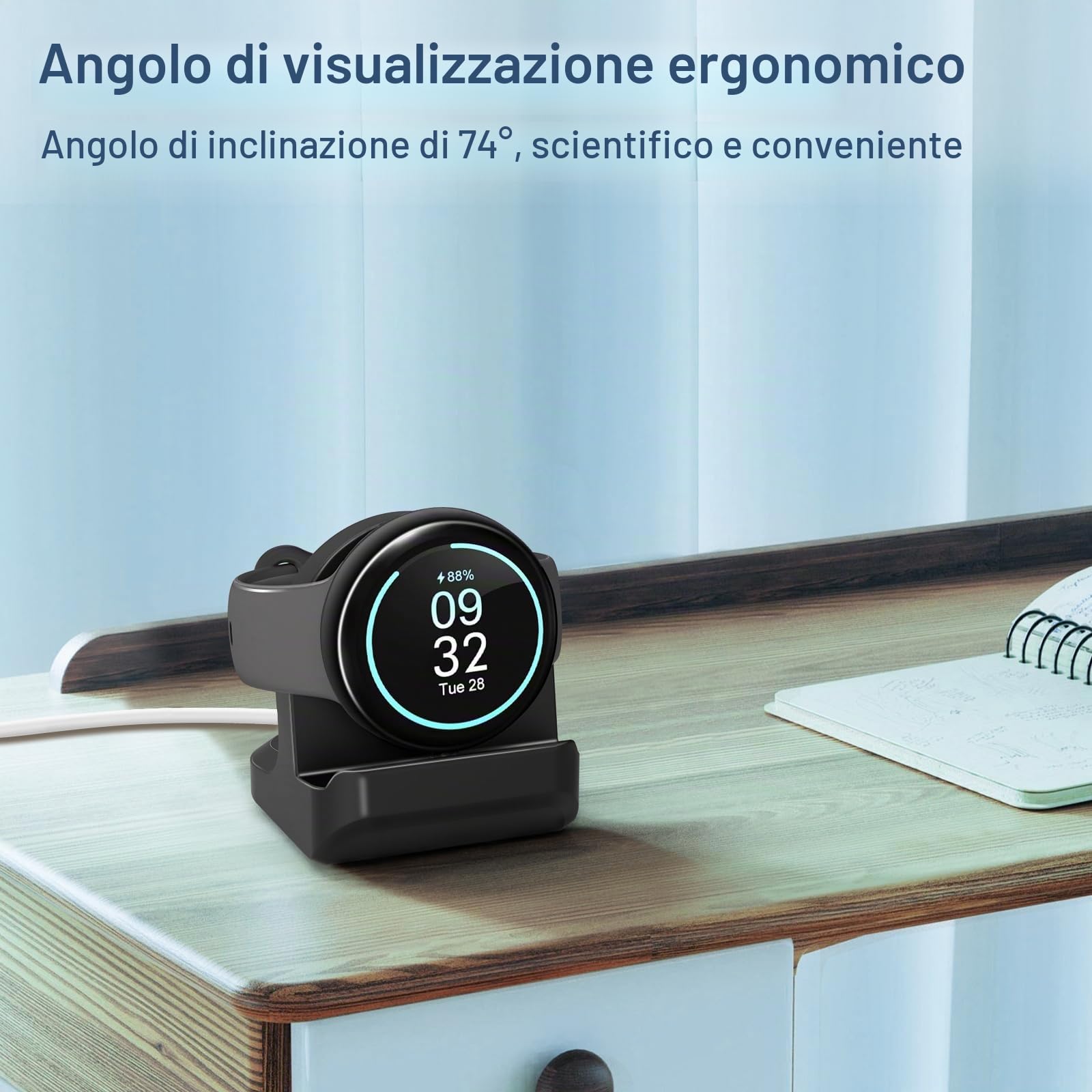 TiMOVO Base di Ricarica Compatibile con Fitbit Versa 4/Versa 3/Sense 2/1 | Supporto di Ricarica Antiscivolo con cavo USB da 3,3 piedi, Base di Ricarica Magnetica per Smartwatch Versa 4 - Nero