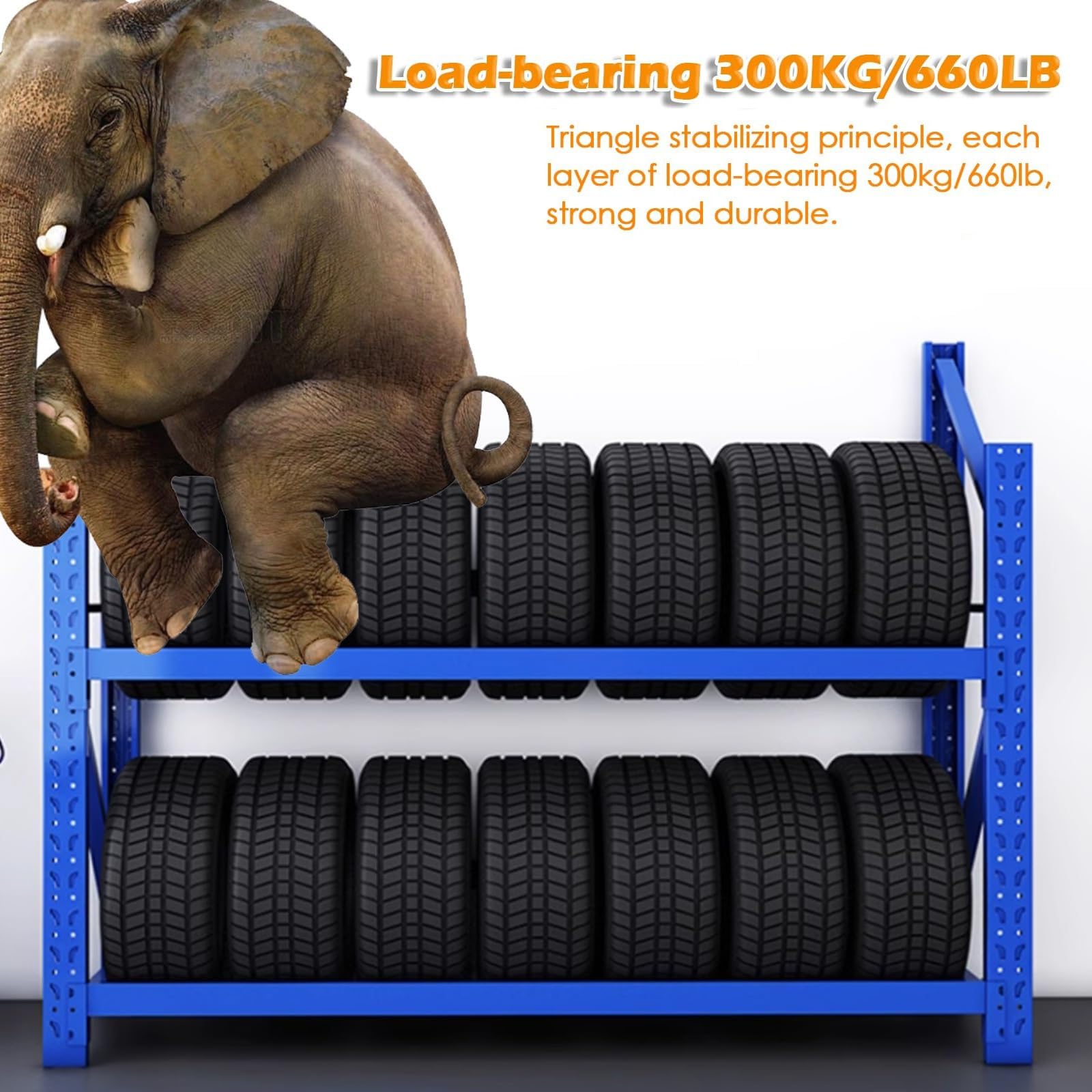 Supporto Per Pneumatici Da Garage A Parete In Acciaio Blu, Porta Pneumatici Di Scorta Resistente, Supporto In Metallo Per Pneumatici Per Cantina/Officina, Alto 80 Cm/31,5 Pollici, Resistente, 150X50X