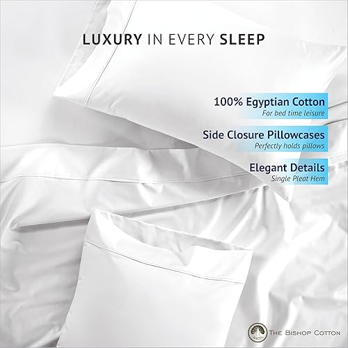 Miniatura 5 de The Bishop Cotton Juego de sábanas tamaño King, 100% algodón egipcio, tamaño King, 800 hilos, extra suave, juego de 4 piezas con bolsillo profundo
